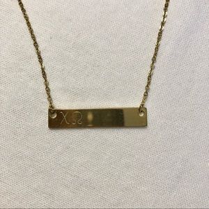 Chi Omega Engraved Bar Necklace